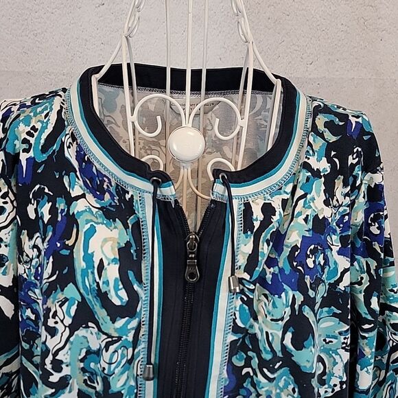 Christopher & Banks casual shacket watercolor print Women's Size MP - Picture 2 of 11
